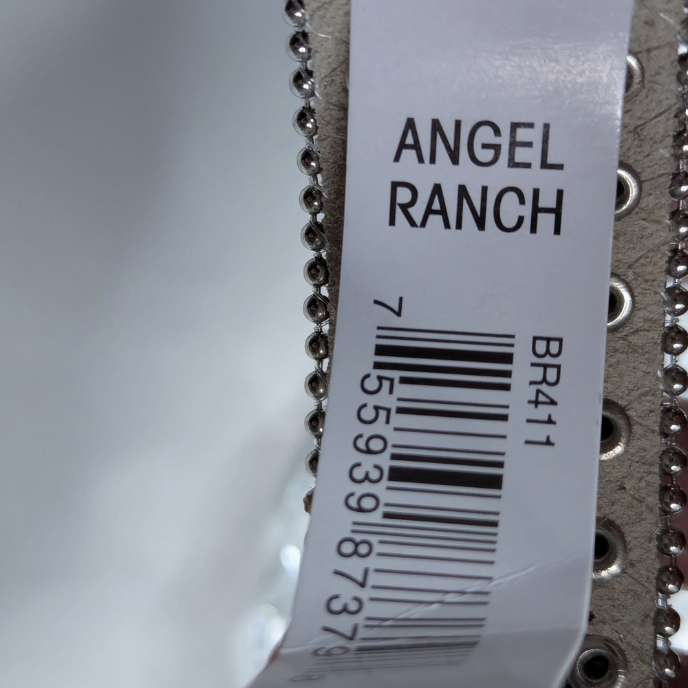 Angel Ranch Snap Bracelet Silver Beaded Rhinestone Crystals Camo Leather Strap - Picture 5 of 12